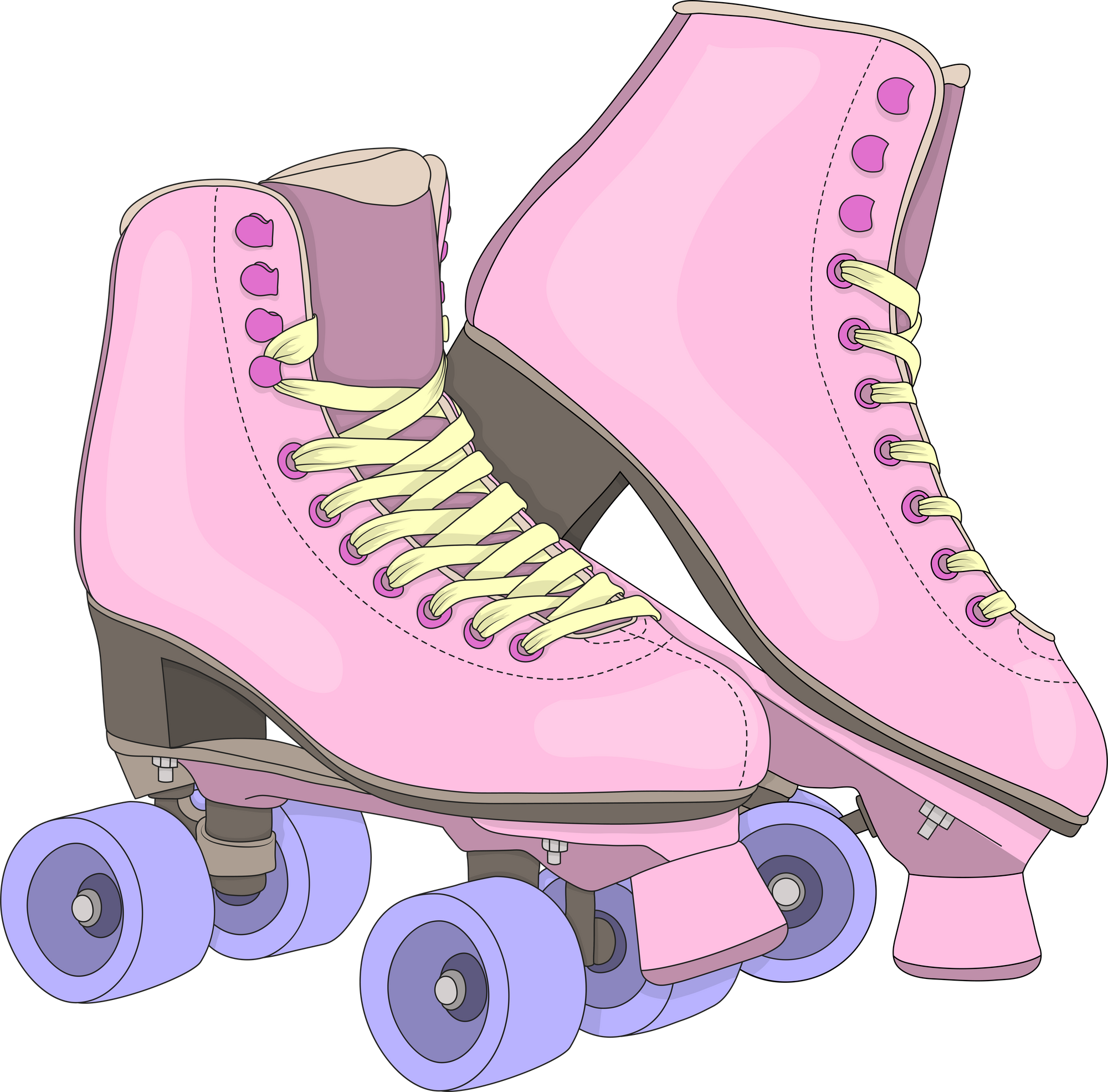 Retro roller skates. Footwear for outdoor activities.